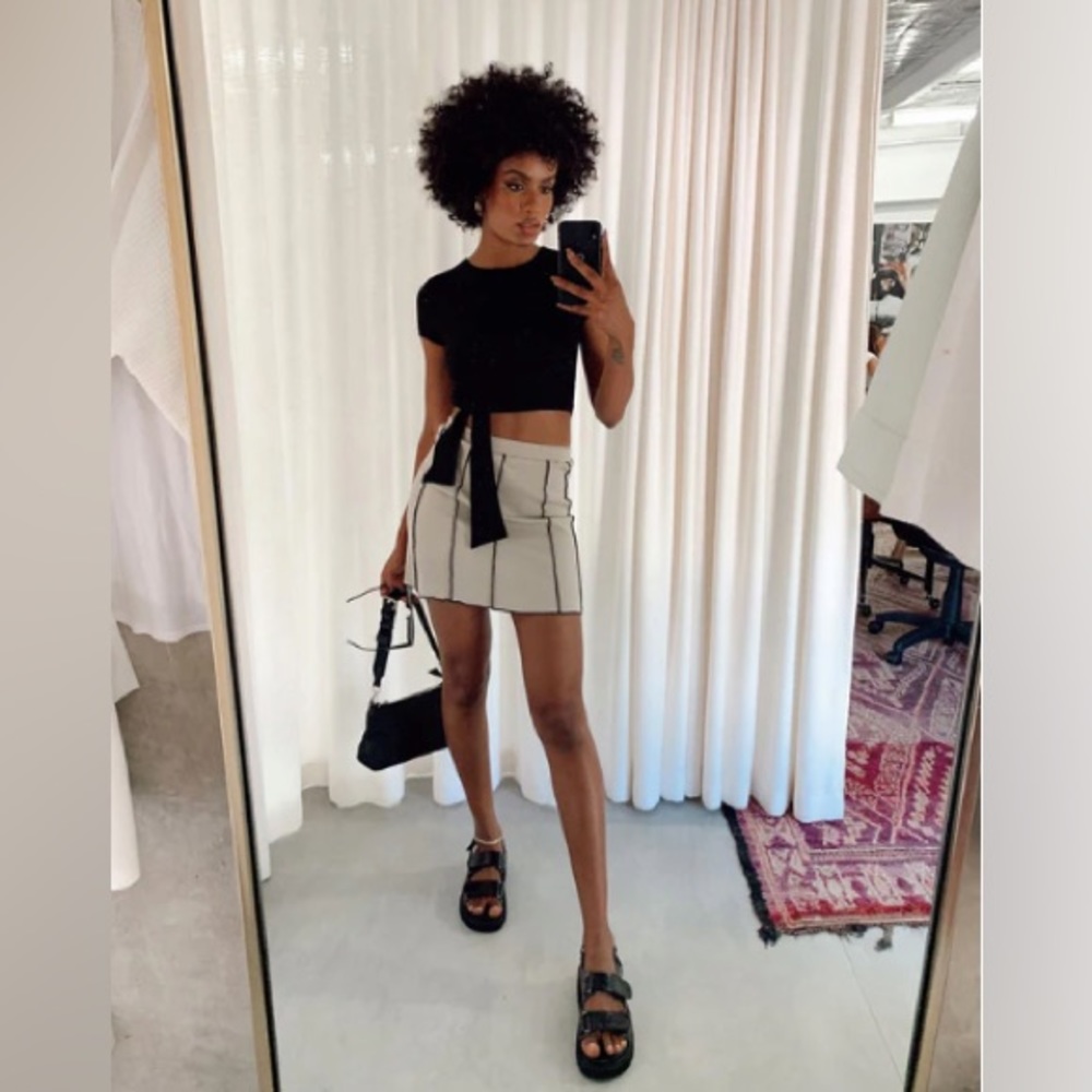 Beige mini skirt